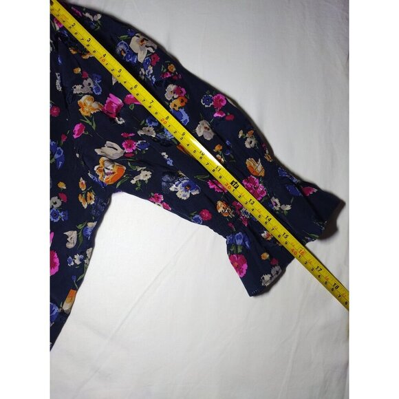 Lauren Ralph Lauren Black Label Shianeta Floral Print Tie Blouse Small Womens L/ - Picture 9 of 11